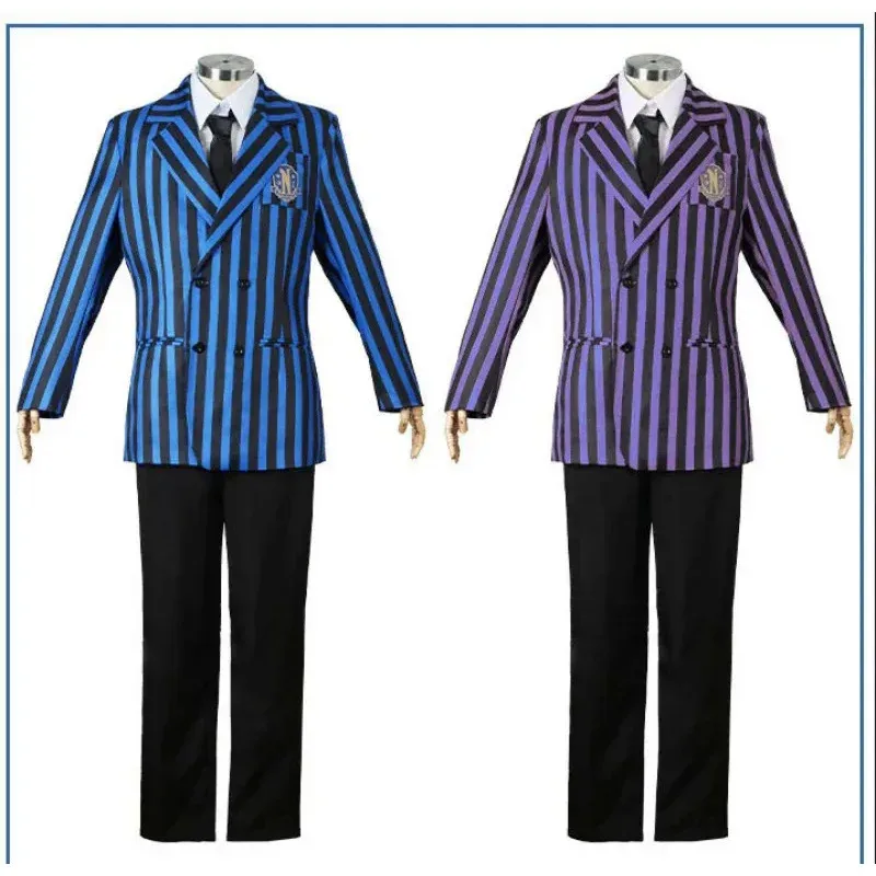School Uniform Male Students FULL SET Addams Family Nevermore Academy Cosplay Costume Shirt Pants Suit