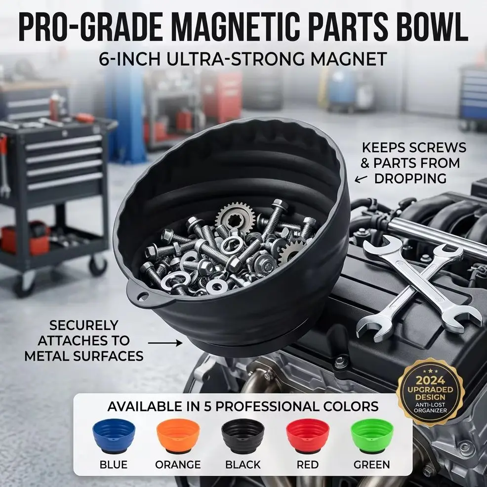 

Blue Magnetic Nut Cup, Curved Magnetic Parts Tray Holds Up to 5 Pounds, Attaches To Metal Surfaces, Multi-Use Nuts And Bolts Org