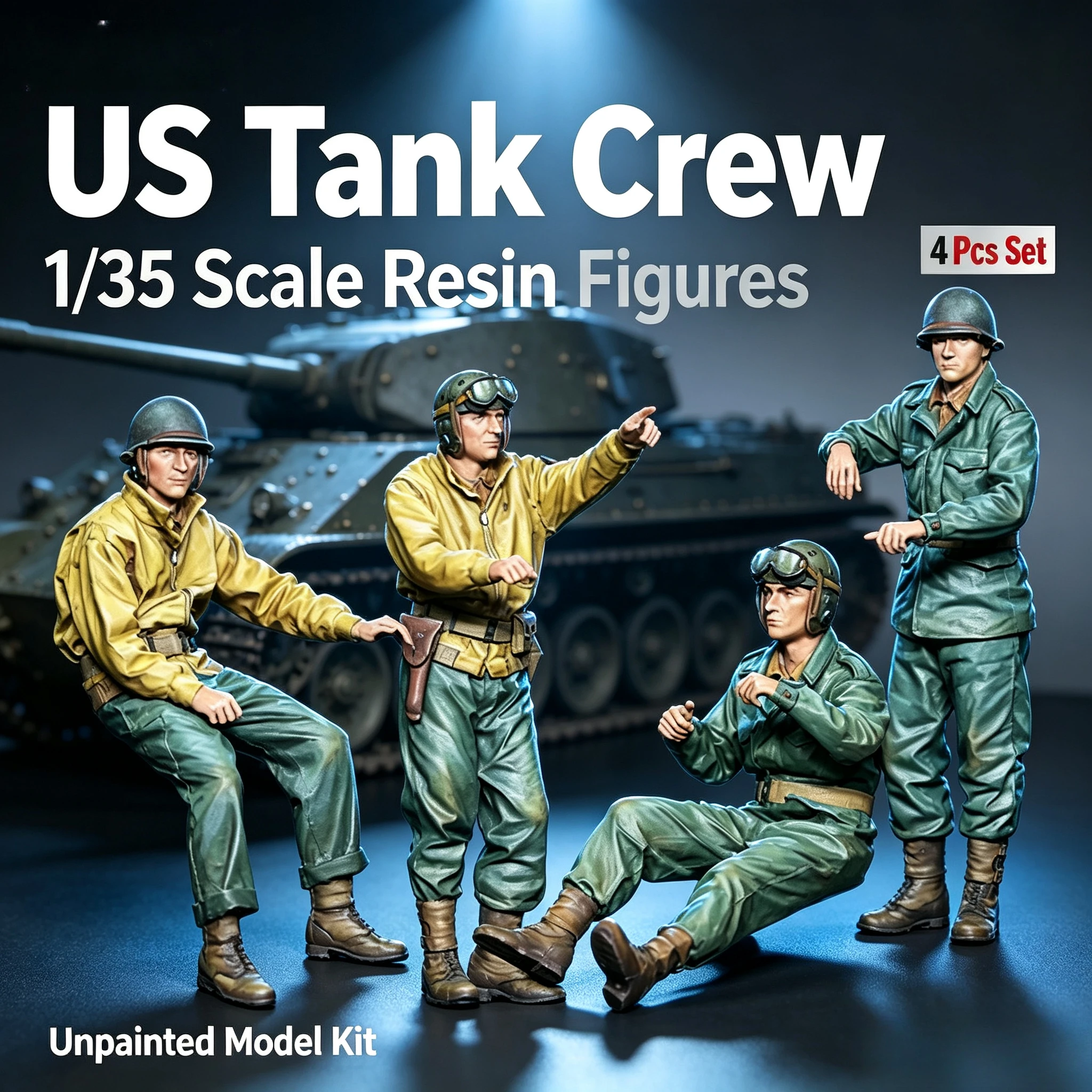 1/35 Scale Resin Figures Tank Crew Unpainted Miniature Soldiers Model Kit DIY Military Diorama Accessories
