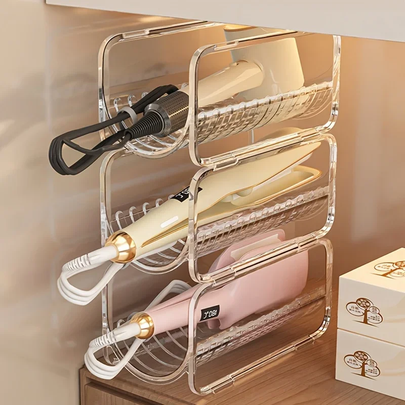 Hair Tool Organizer Stackable Hair Dryer Curling Iron Straightener Holder Countertop Storage for Bathroom Vanity Storage Rack