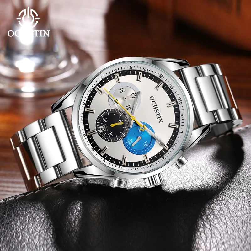 Commander Series Multi-functional Mens Quartz Movement Watch Fine Steel Belt Alloy Material Life Waterproof Quartz Watch