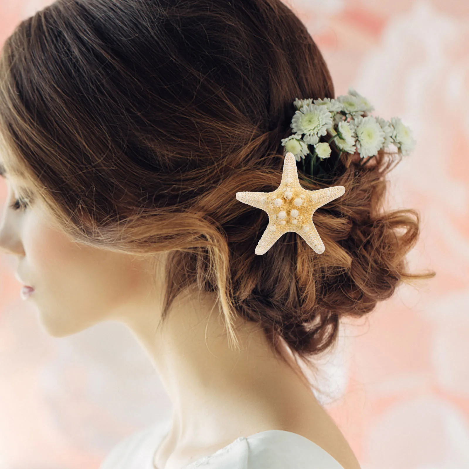 

2pcs Sea Star Hair Clips Pearl Bridal Prom Party Accessory Ocean Theme Resin Hair Pins for Women Dried Not Waterproof
