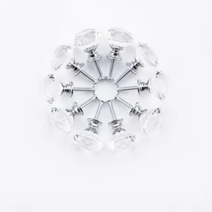 10 pcs/set 30mm Diamond Crystal Design Glass handles Cabinet Drawer Pull Kitchen Cabinet 10 Main Sales Holder Cabinet - №10