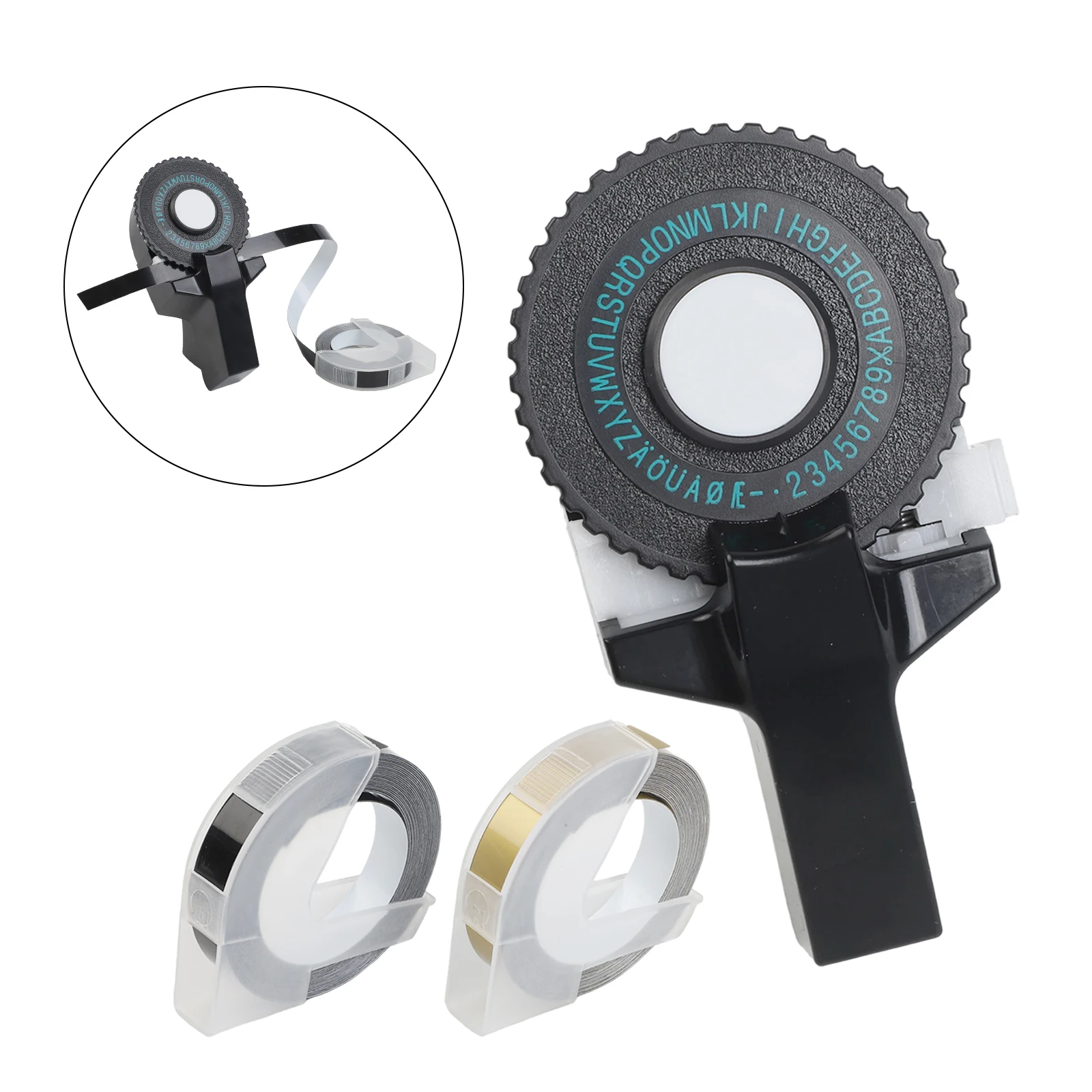 Manual Embossing For Label Maker For DIY Alphanumeric Printer With Tape Cutting Tool Black Plastic Office Equipment