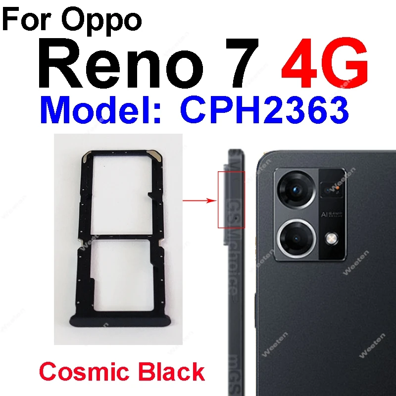 SIM Card Tray For OPPO Reno 7 7Lite 7SE 7Z 4G 5G Dual SIM Card Tray Slot  Card Reader Holder Socket Replacement Parts