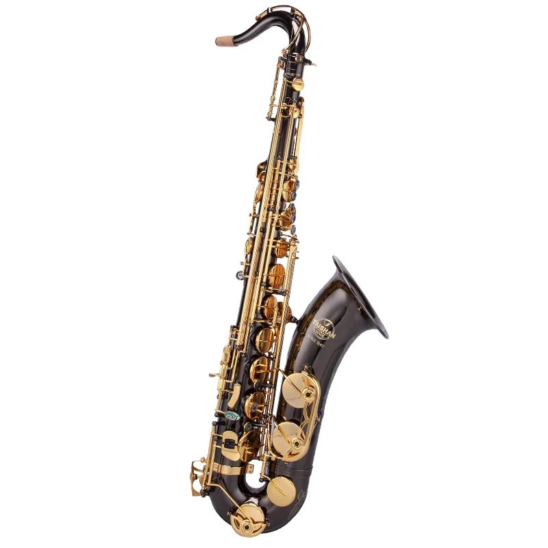 High Quality Black Nickel Gold Lacquer Tenor Saxophone Bb Tone Hand Engraved Brass Body Saxofon Tenor