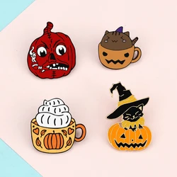 Happy Halloween Party Pins Badge Punk Pumpkin Lantern Ice Cream Cup Brooch Bag Shirt Hat Enamel Pin Jewelry Gift for Women Kids