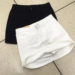Woman Skirts Spring and Summer White Wrapped Skirt Denim Female A- line Short Skirt Culottes Mujer Faldas Saias Mulher