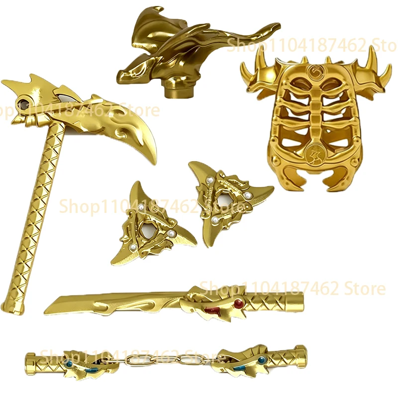 Elemental Anime Cartoon Bausteine Figur Schwert Katana Axt Umhang Modelle Zubehör Zusammenbau Mini-Bausteine Spielzeug Geschenk für Kinder H30