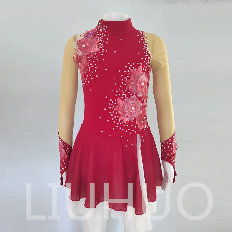 LIUHUO Ice Figure Skating Dress Girls Women Teens Stretchy Spandex Competition Wholesale