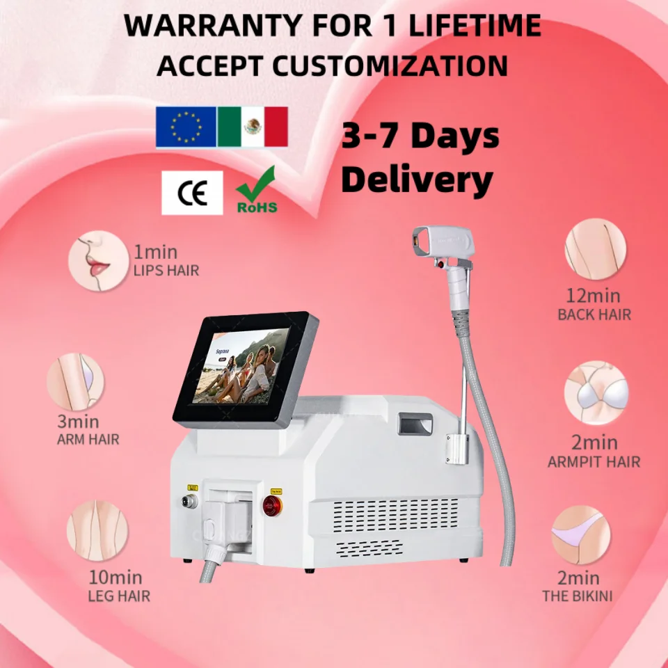 

2025 Professional Portable 3 Wavelengths 808nm 755nm 1064nm Diode Laser Permanent Hair Removal Cooling Painless Laser Machine
