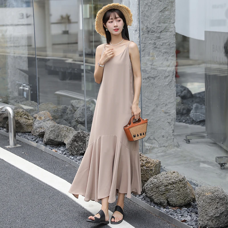 

Women's Long Dress Sleeveless V-Neck Sling Fishtail Dress Sexy Maxi Dresses for Women