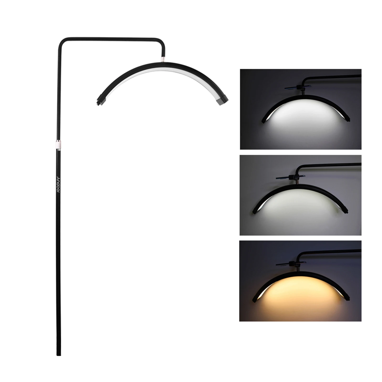 Andoer HD-M6X 36 W Boden-LED-Videoleuchte, Halbmondförmiges Fülllicht, 3200 K-5600 K, dimmbar, mit