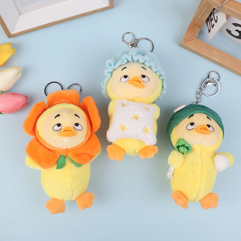 1PC 13cm Upset Duck Work Is Troublesome Duck Plush Bag Ornament Stuffed Plush Doll Keychain Pendant Duck Plush Figure Keychain