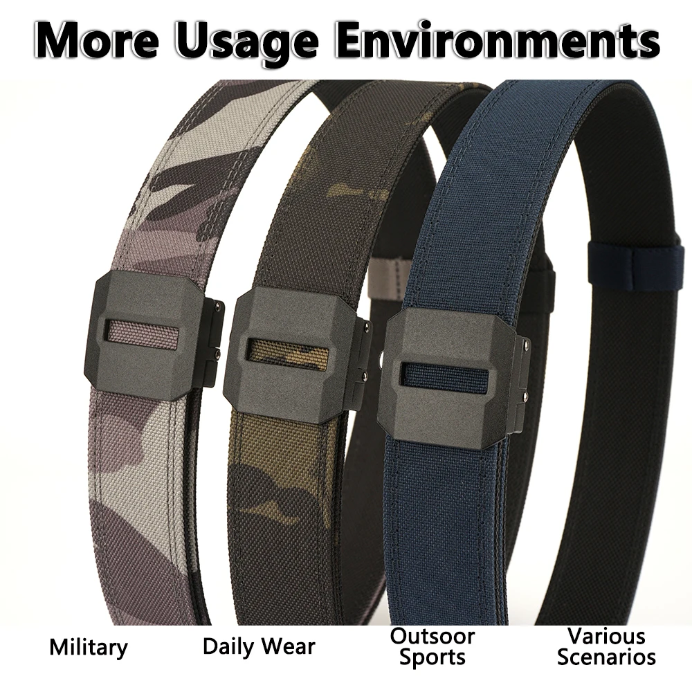 TUSHI 3.8CM Double-Layer Reinforced Automatic Buckle Training Quick Hanging Pistol Belt Mens Nylon Outdoor Leisure Tactical Belt