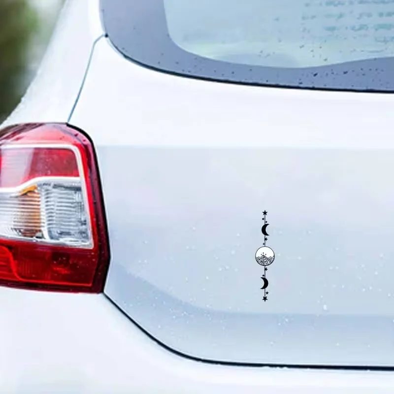 Universe, Mountains, Rivers, Moon, Stars Vinyl Car Stickers, Simple Geometric Style Car Decals, Suitable for Cars, Trucks, Laptops, and Wall Stickers, Can Be Used Indoors and Outdoors on Plastic, Glass, Metal, and Ceramic, Durable, Self-Adhesive, and Disposable Bumper Stickers