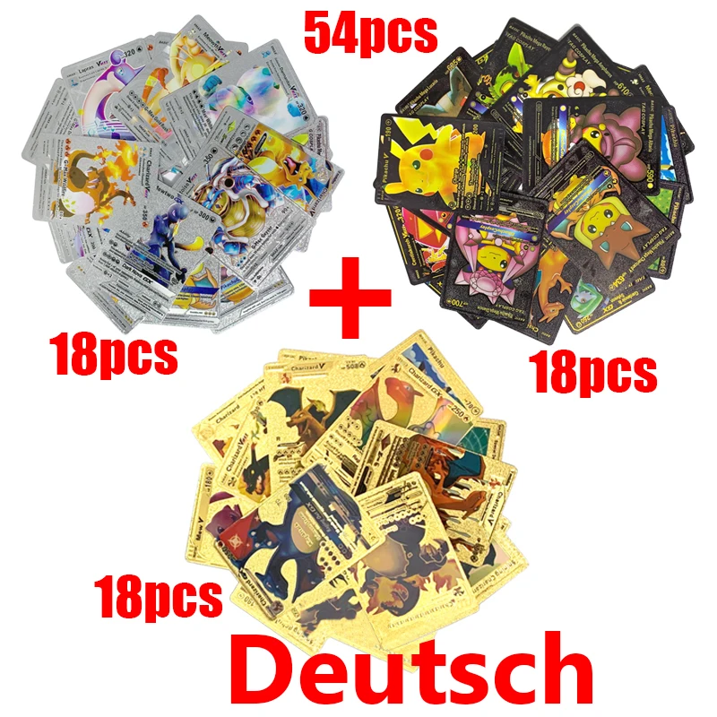 81-15Pcs Pokemon Karten Gold Silber Vmax GX Karte Sammlung Kampf Trainer Karte Spanisch Englisch Französisch Kind Spielzeug weihnachten Geschenke