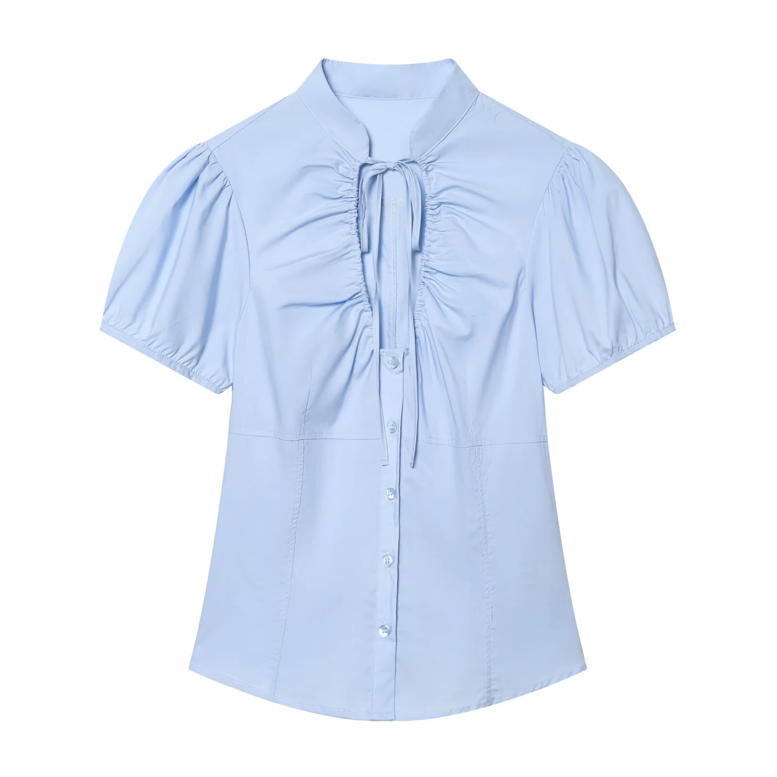 

European and American style women's clothing new 2026 fashionable versatile bow decoration poplin top