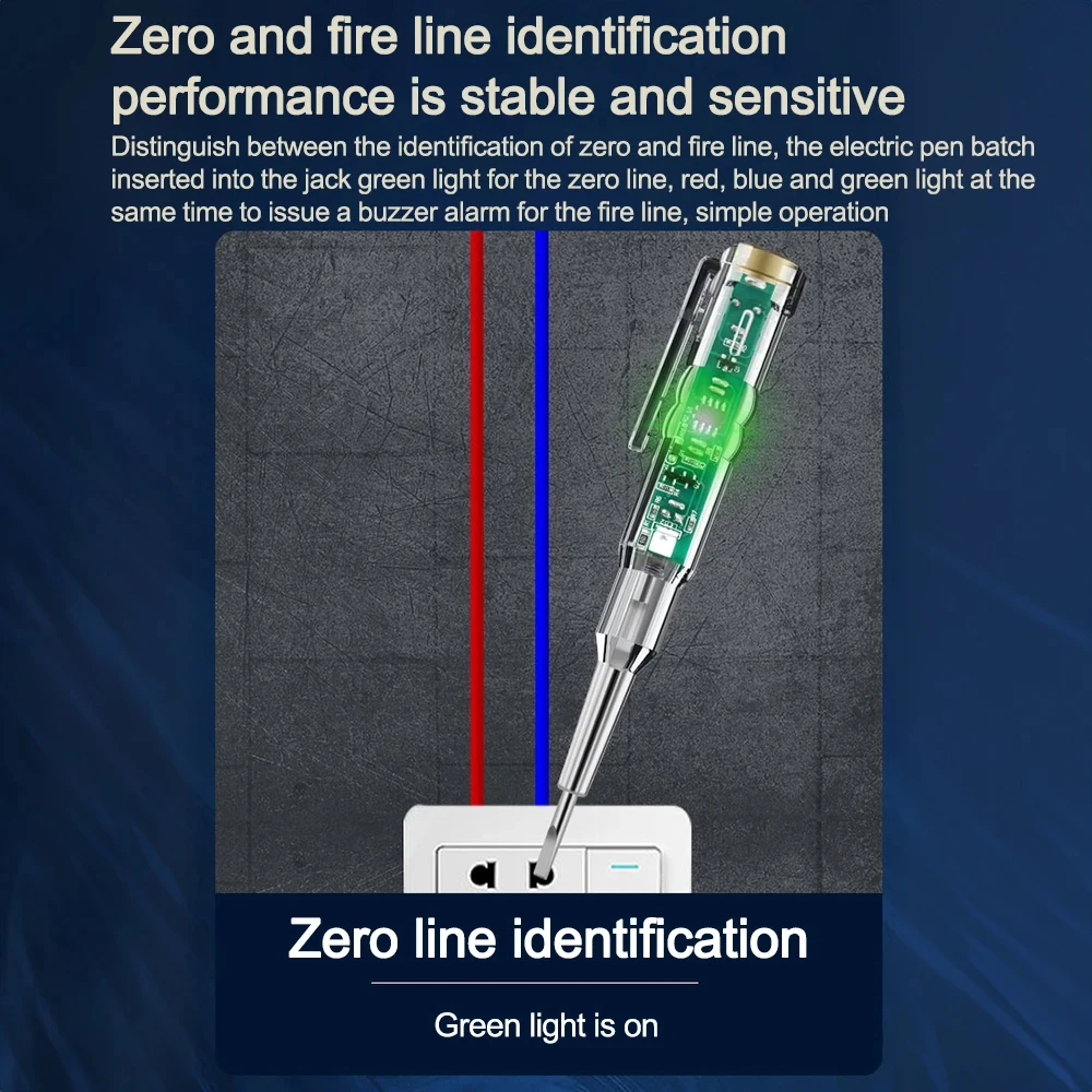 AC24-250V Voltage Tester Pen,Non-contact Induction Digital Power Detector Pencil,Power Detector Pencil Intelligent