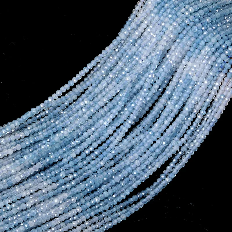 Natural Aquamarine Gradient Round Beads, 2mm Loose Beads for DIY Bracelet & Necklace Jewelry Making view 3