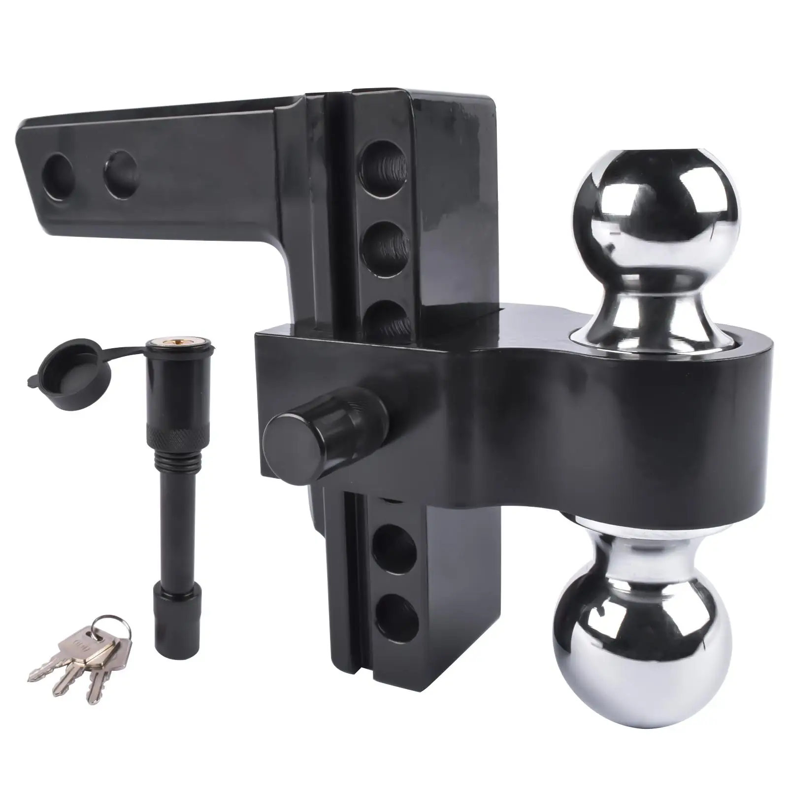 

AP03 Black Adjustable Trailer Hitch Fits 2" Receiver, 6" Drop/Rise Aluminum Drop Hitch -12,500 LBS for Heavy Trucks