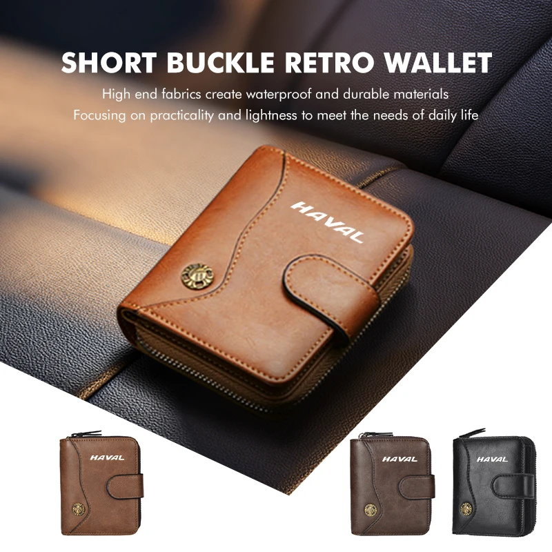 

Leather Car Retro Credit Card Wallet Zipper Clip Buckle Purse For Haval Great Wall Jolion H1 H2 H3 H4 H5 H6 H7 H9 F5 F7