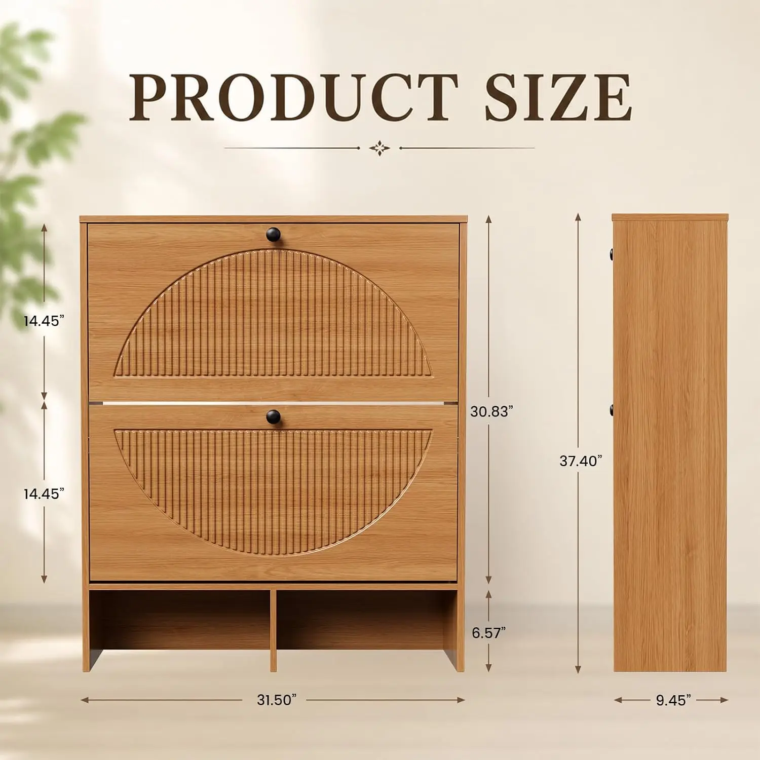 Shoe Cabinet Entryway Freestanding Narrow Storage Two Flip Drawers Adjustable Shelves Anti Tipping Device