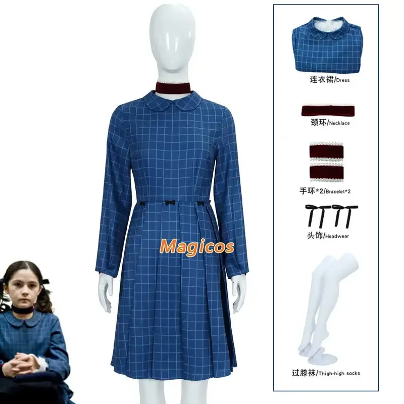 FC6Orphan Esther Coleman Cosplay New Scary Movie Costume Blue Plaid Dress Leena Klammer Season 3 Women Girls Halloween Part@FC8！