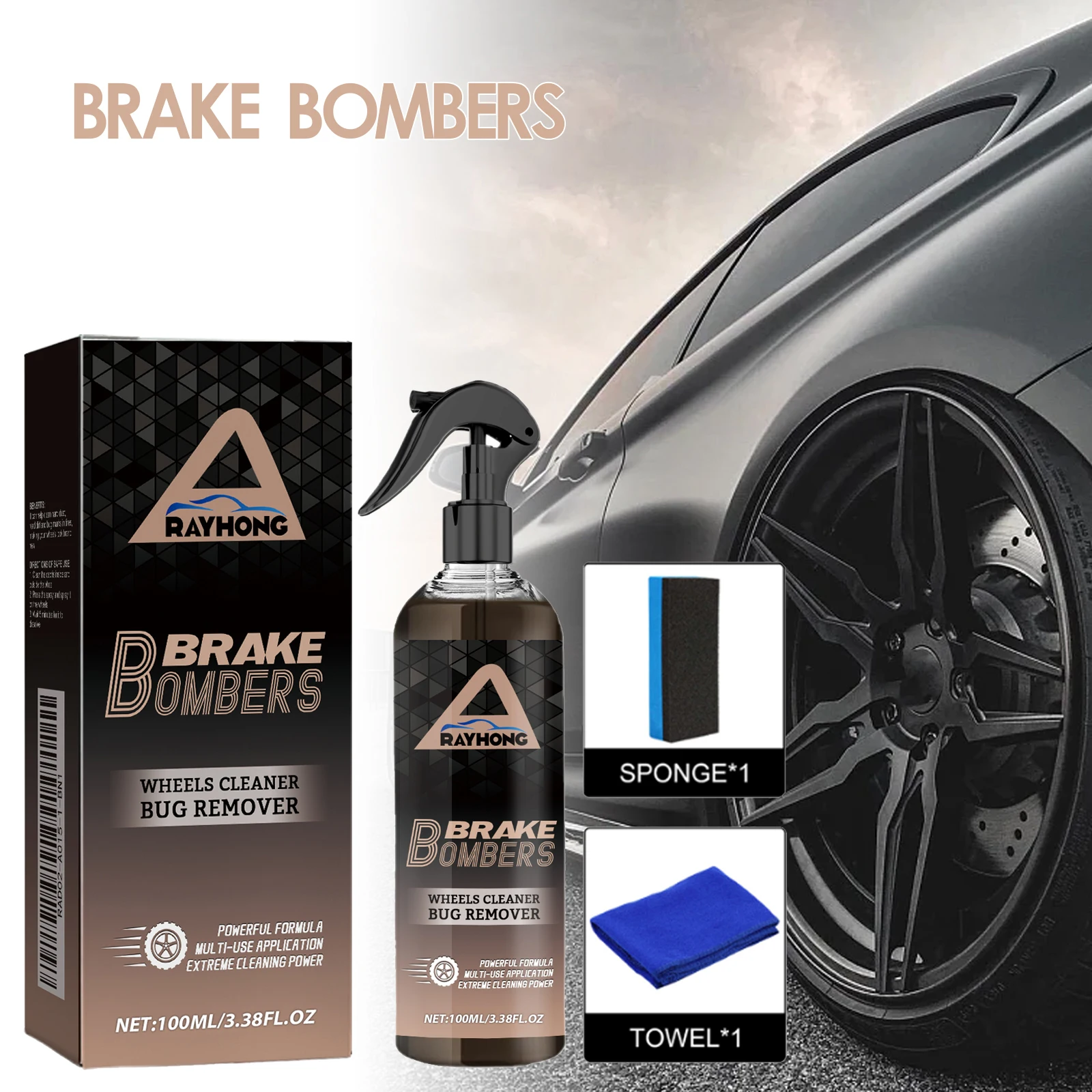 Car Brake Cleaner Spray Non-Corrosive Brake Disc Rust Remove Dissolve Brake Dust Grime Dirt Multi-Purpose Wheel Tire Clean Spray
