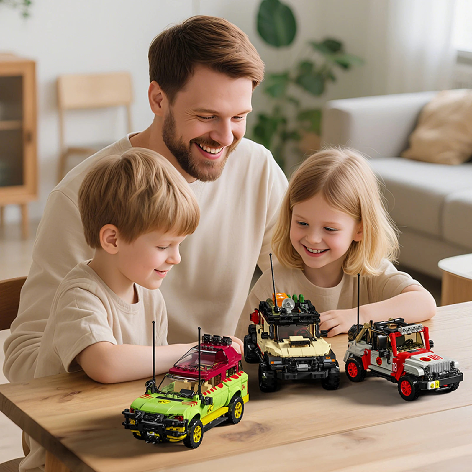 

1632pcs 3 Classic Off-road Vehicle Model Building Blocks Small Particle Assembly MOC Bricks Ornaments Kids Bithday Toys Gifts