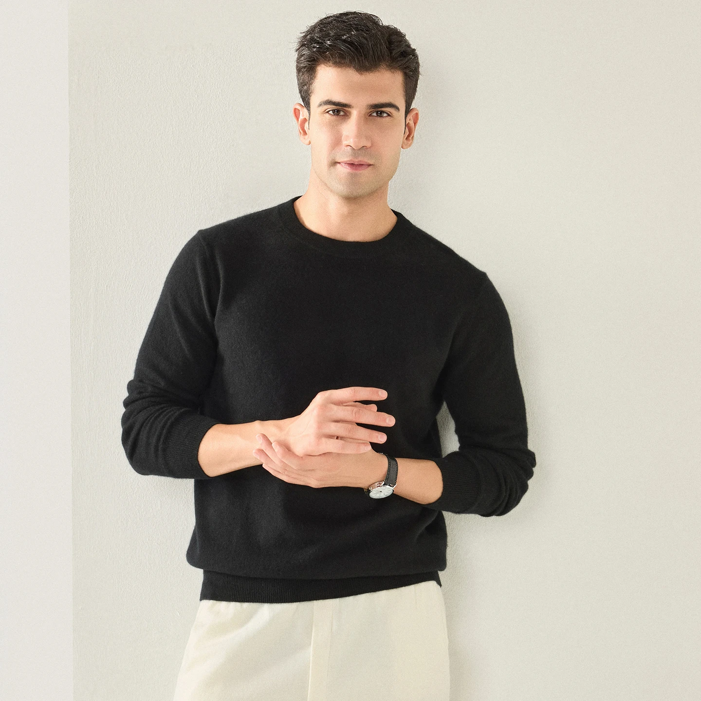 Basic Men's Wool Sweater O-neck Pullover Spring Autumn Winter 100% Merino Wool Knitwear Solid 11 Colors Simple Man Clothing Tops