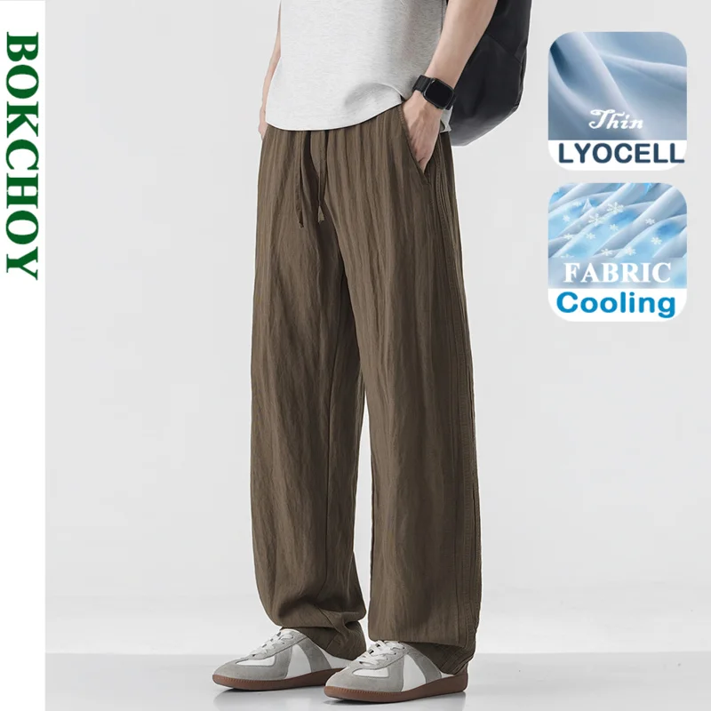 2026 Summer New Thin Lyocell Linen Pant for Men, Loose and Drawstring, Casual Summer Pants LX6066