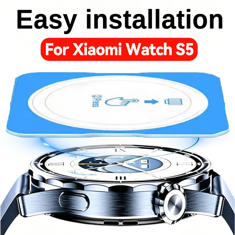 5-1Pcs Tempered Glass for Xiaomi Watch S5 Ultra-HD Full Coverage Screen Protector Anti-scratch Protective Film with Install Kits