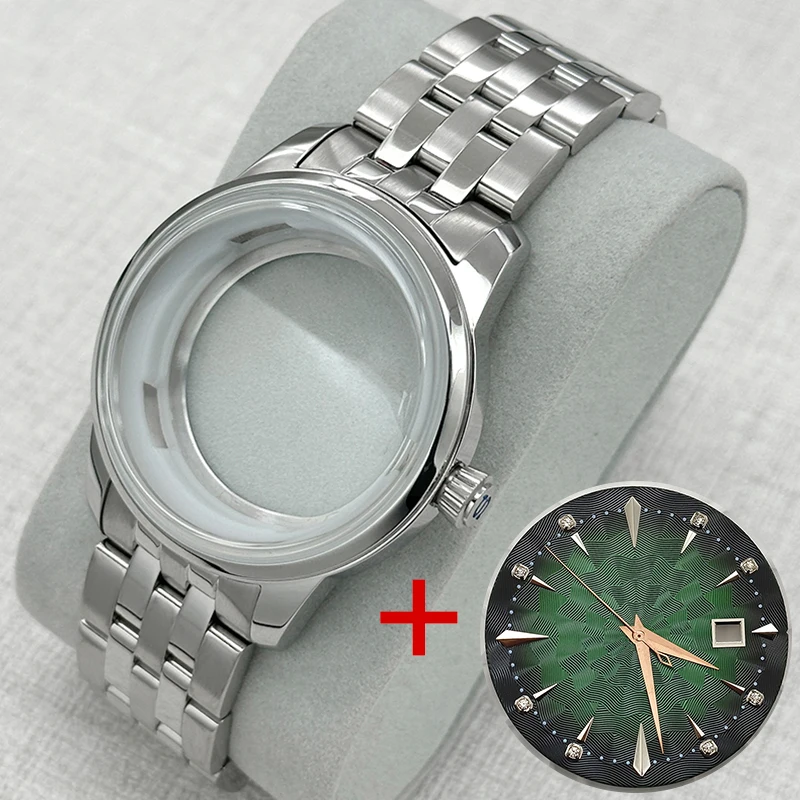 40mm Domed Crystal Cocktail-Style Case 72 Options Silver Cocktail Case with 35mm Dial Hands NH35 Case Fit For NH35/NH38 Movement
