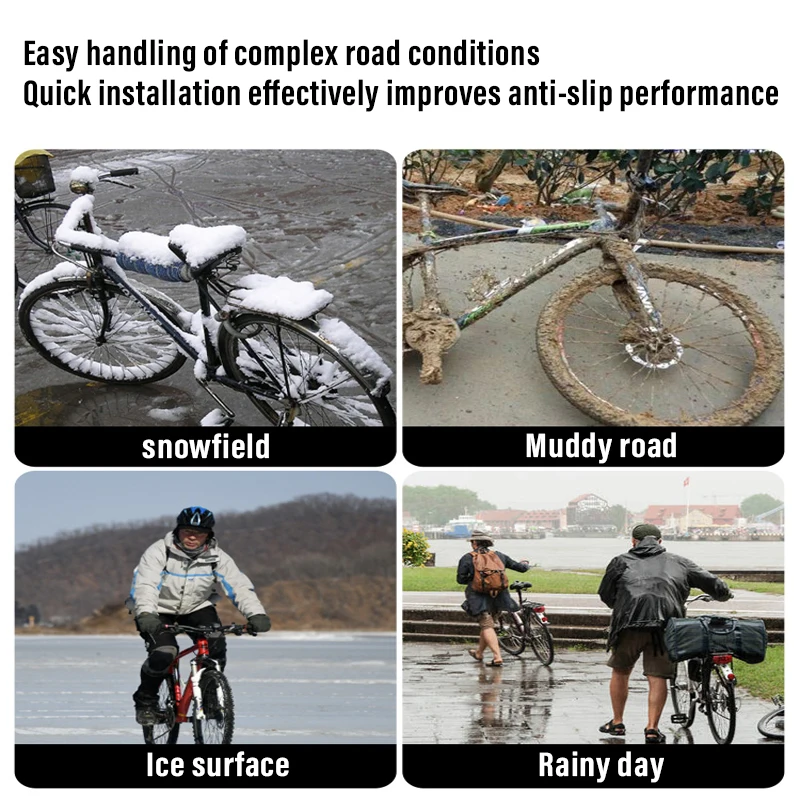 Triangle Anti-slip Tie Emergency Safety Belt with Snow Chains for Winter Tyres and Reusable Ties for Motorcycle and Bike