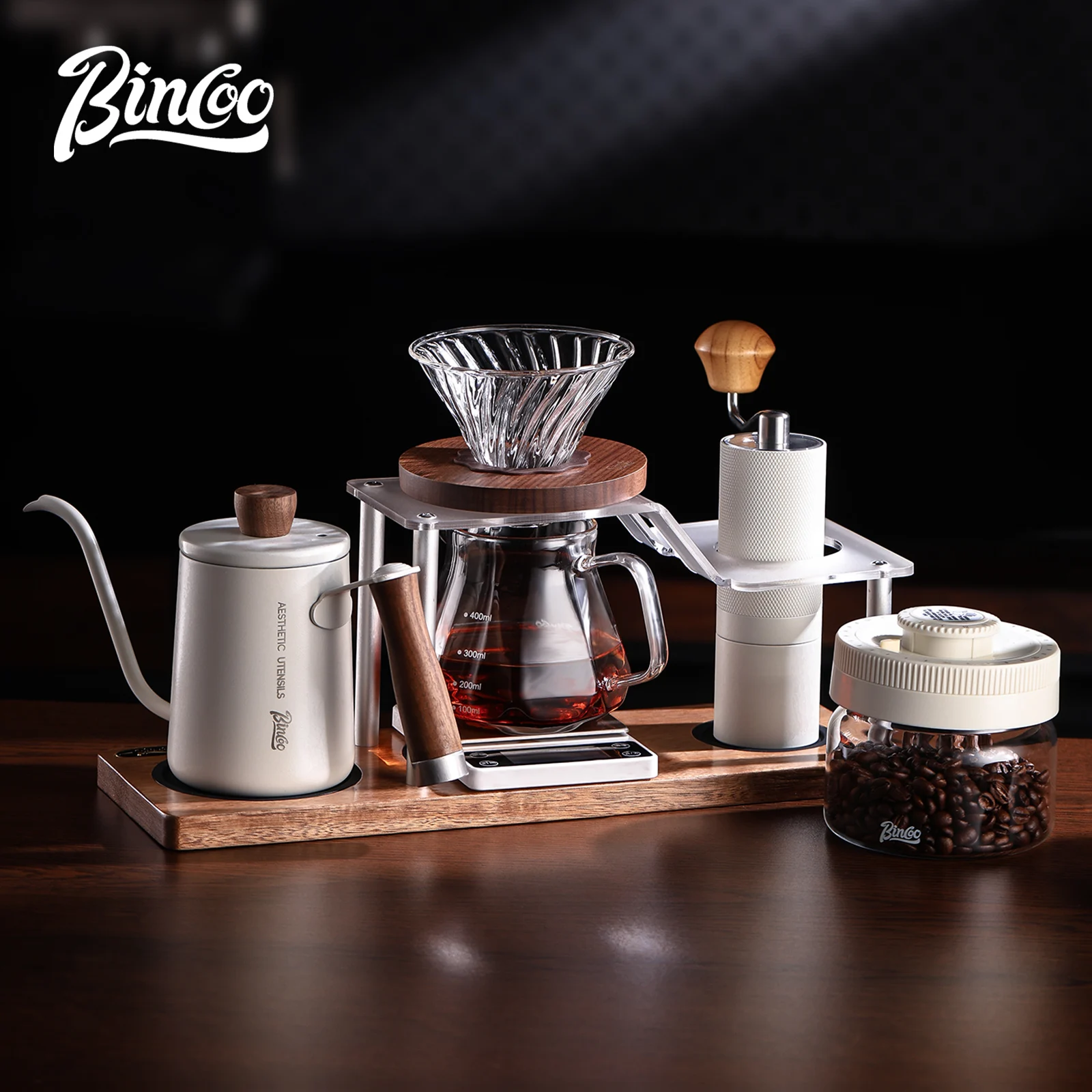 

Bincoo Acrylic Pour Over Stand with Groove Limit Design and Non-Slip Silicone Pads and Durable All-in-One Neat Organization