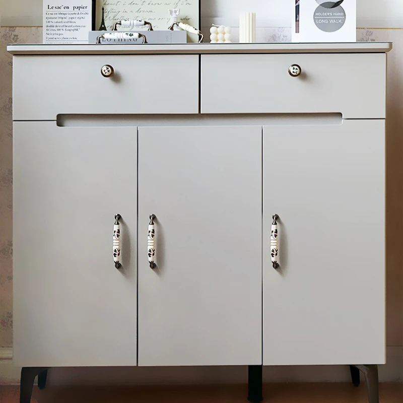 緑/赤葉キャビネット取手ドレッサーキッチン家具用プルノブ 1 個ヴィンテージ田舎セラミック引き出し食器棚ドアハンドル