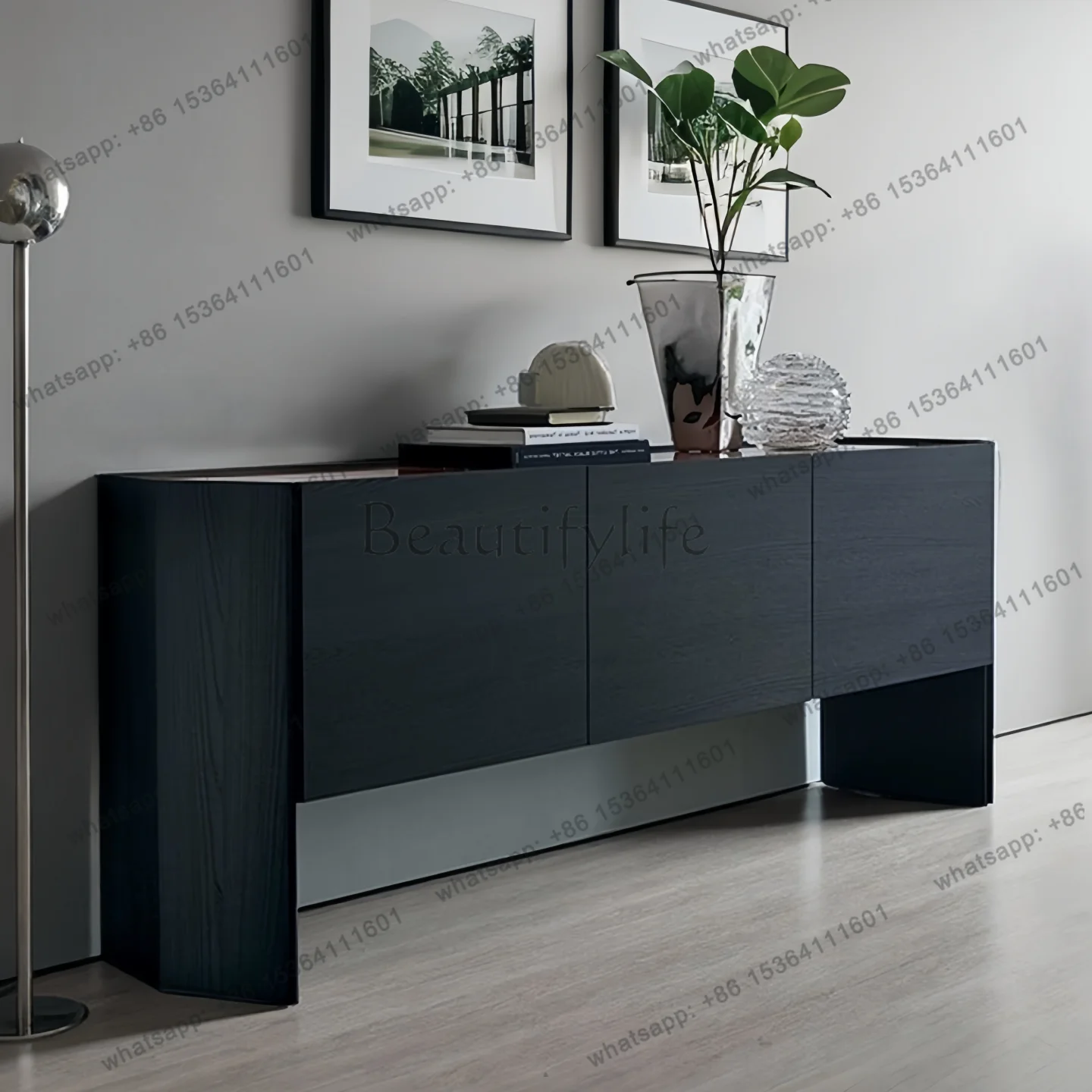 Italian minimalist porch four-pump locker against the wall, dining side designer drawer cabinet