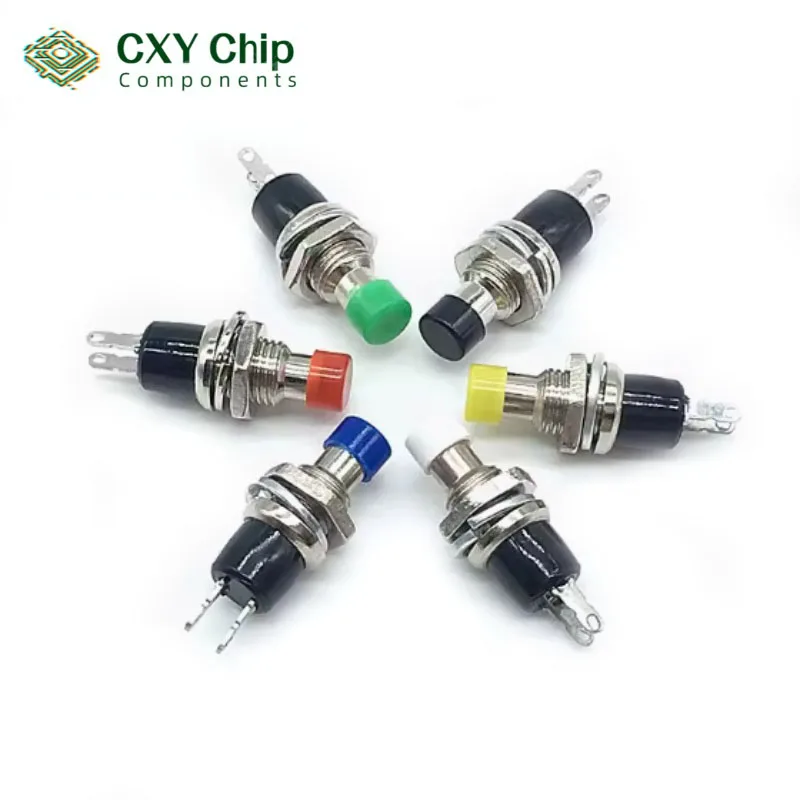 6pcs Small Round Button PBS-110/NO PBS-111/NC 2 Foot Self-resetting No Lock Switch Button Switch 7MM Miniature Color Mixing