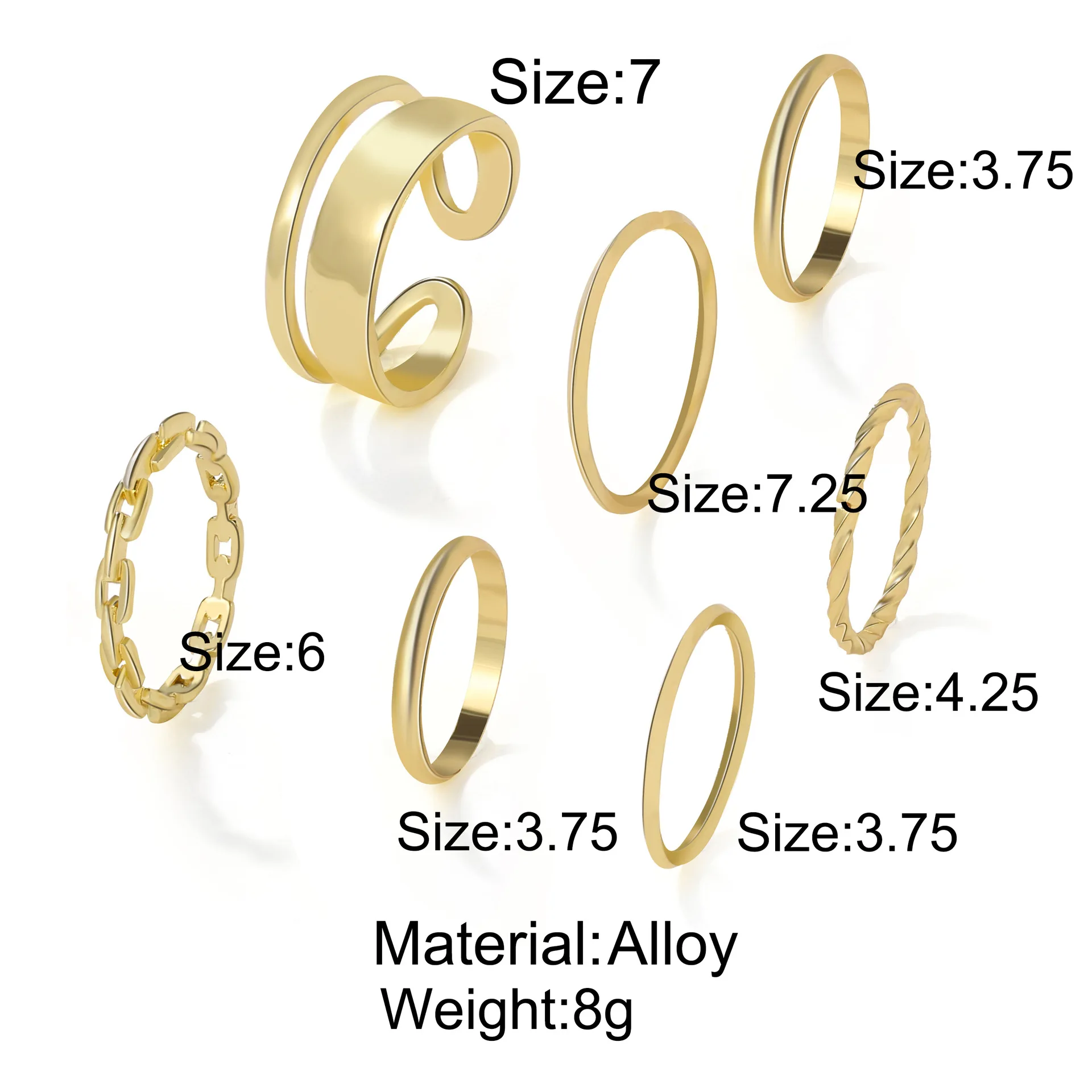 Black joint ring wholesale creative personality simple stacking combination set 7-piece ring