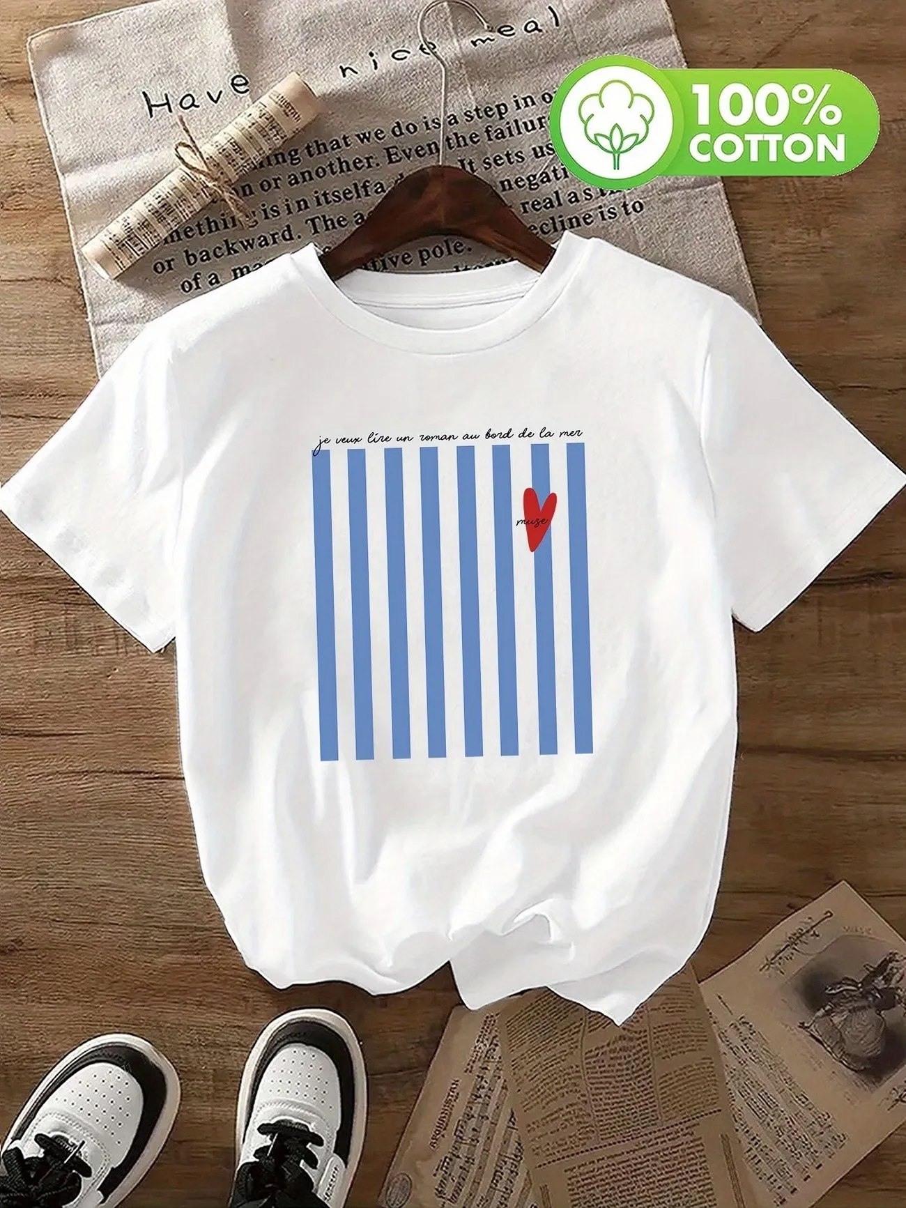 Y2k Love Heart 100% Cotton Graphic Women's Retro 90s Print T-Shirt Soft Crew Neck Short Sleeve Top Vintage Shirt Design