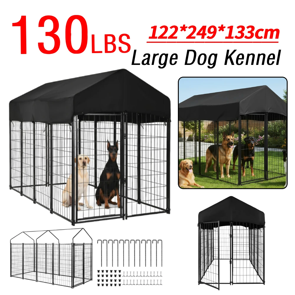 بيت الكلب الكبير في الهواء الطلق قفص سلكي آمن بيت الكلاب الصلب سلك ملحوم قفص الكلب مع القماش المشمع المقاوم للماء للكلاب المتوسطة الصغيرة #1