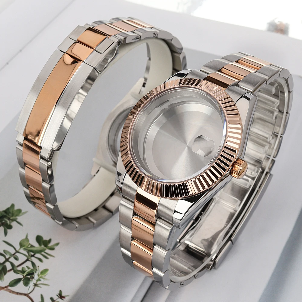 

36/39mm Diver Watch Cases Steel Bracelet Fluated Curved Bezel Sapphire For SK DJ NH35 NH36 NH38 Miyota 8215 Movement 28.5mm Dial