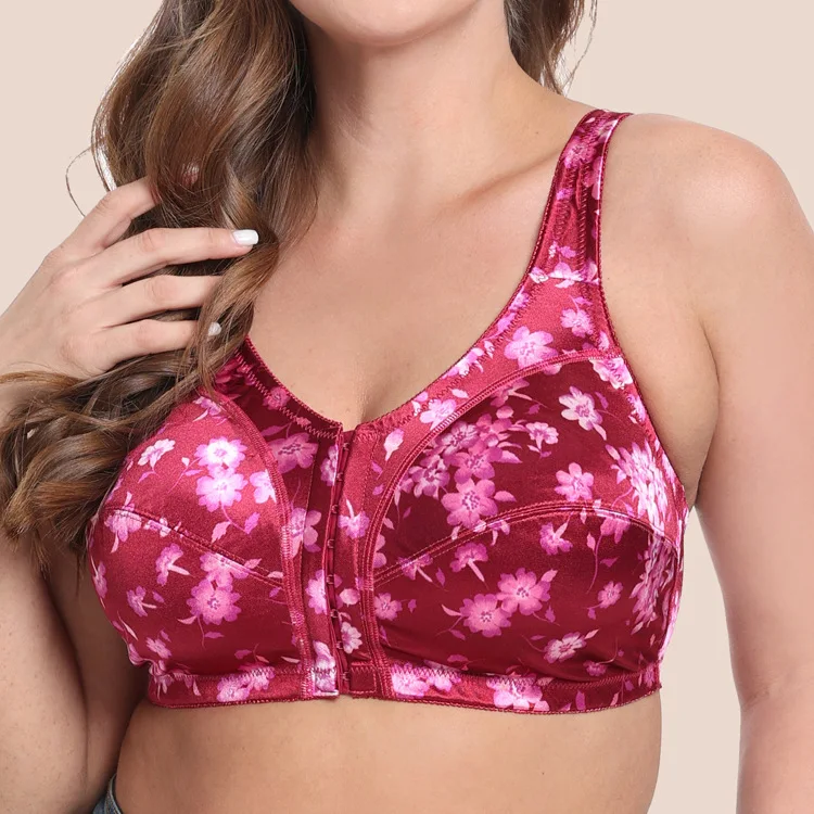 Printed Front Button Bra Plus Size Lingerie For Women Brasier Mujer Brassiere Femme Top B C D DD DDD G 40 42 44 46 48 50 52