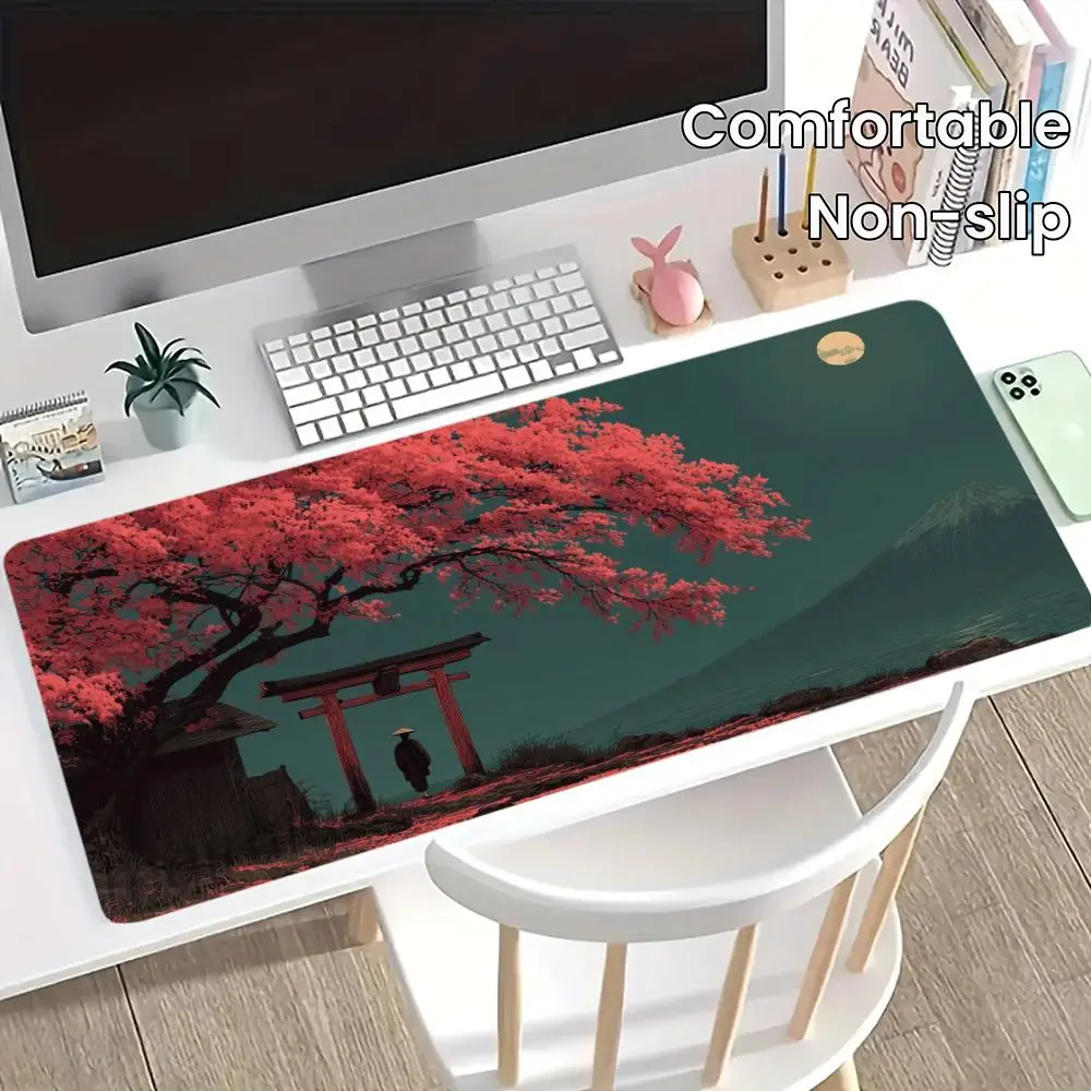 

Samurai Scenery Mouse Pad Large Computer Office Game Table Mat XXL Rubber Anti-slip Stitch Edge Keyboard Mats Washable Desk Pads