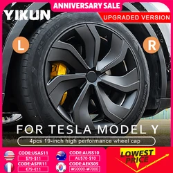 4PCS Hub Cap Performance Replacement Wheel Cap Automobile Hubcap Full Rim Cover Accessories For Tesla Model Y 19 Inch 2017-2024