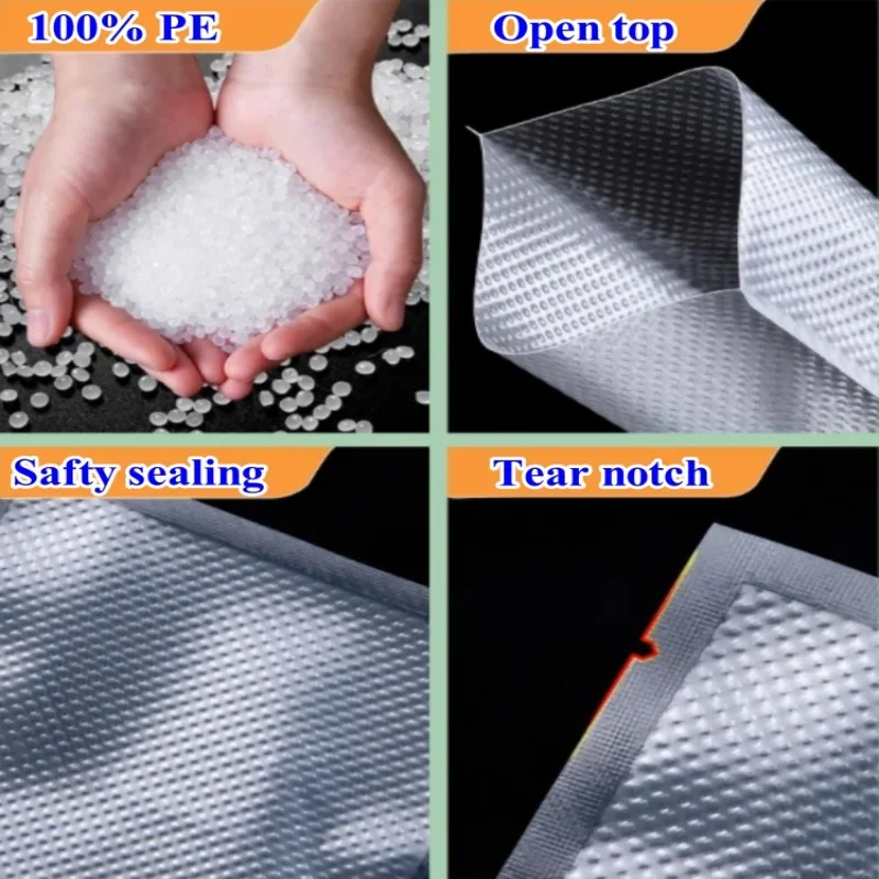 

100PCS Open Heat Sealing Top Frozen Vacuum Bag DIY Matcha Food Chicken Meat Beaf Fish Fruit Vegetable Spice Packaging Pouches