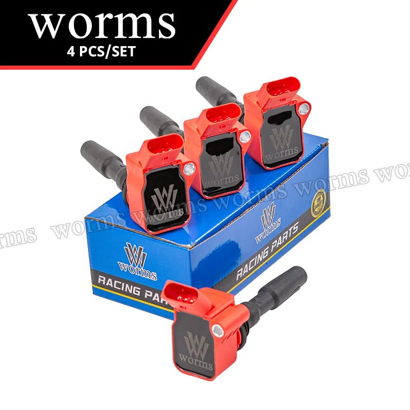 Worms Racing Ignition Coil Upgrade 4Pcs For VW GOLF AUDI A3 Skoda Seat EA211 1.0L 1.2L 1.4T 04E905110L 점화코일