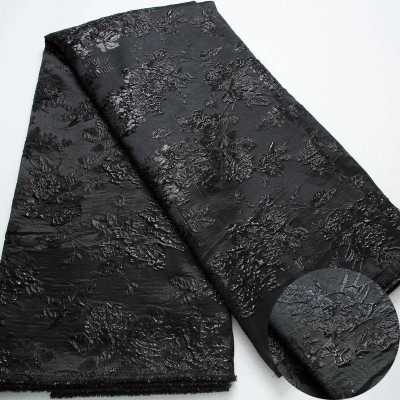 African Lace Fabric 2024 High Quality 5 Yards Gilding Damask Nigerian Brocade Jacquard Lace Fabric Party Dress for Women A4013