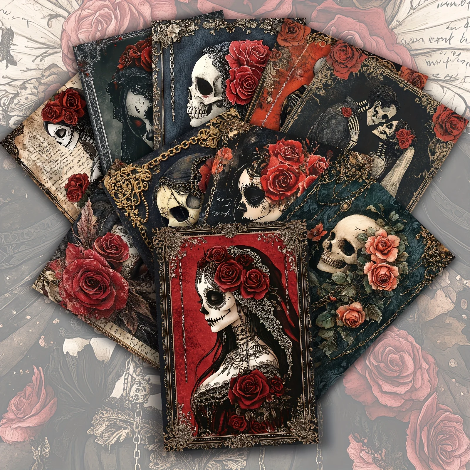 20PCS Retro Skeleton Bridal Halloween Postcards, Classic Halloween Skeleton Illustrations, Collection Decorative Painting Cards